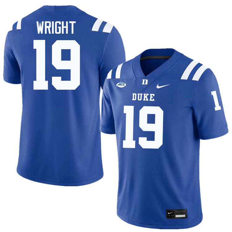 Duke Blue Devils #19 Maliki Wright College Football Jersey Stitched-Blue